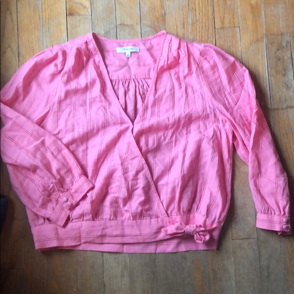 Madewell pink striped blouse